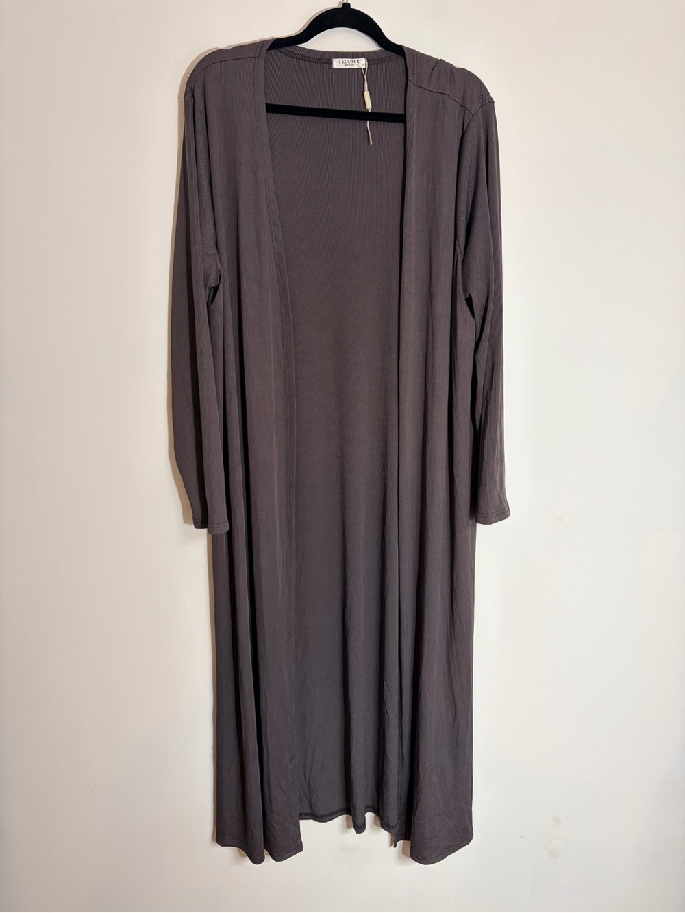 Long Maxi Duster Ribbed Cardigan in Charcoal by Ekouaer Super Soft NWOT